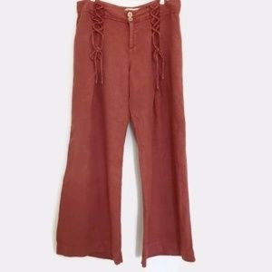 Anthropologie Elevenses Wide Leg Corset Linen Pant